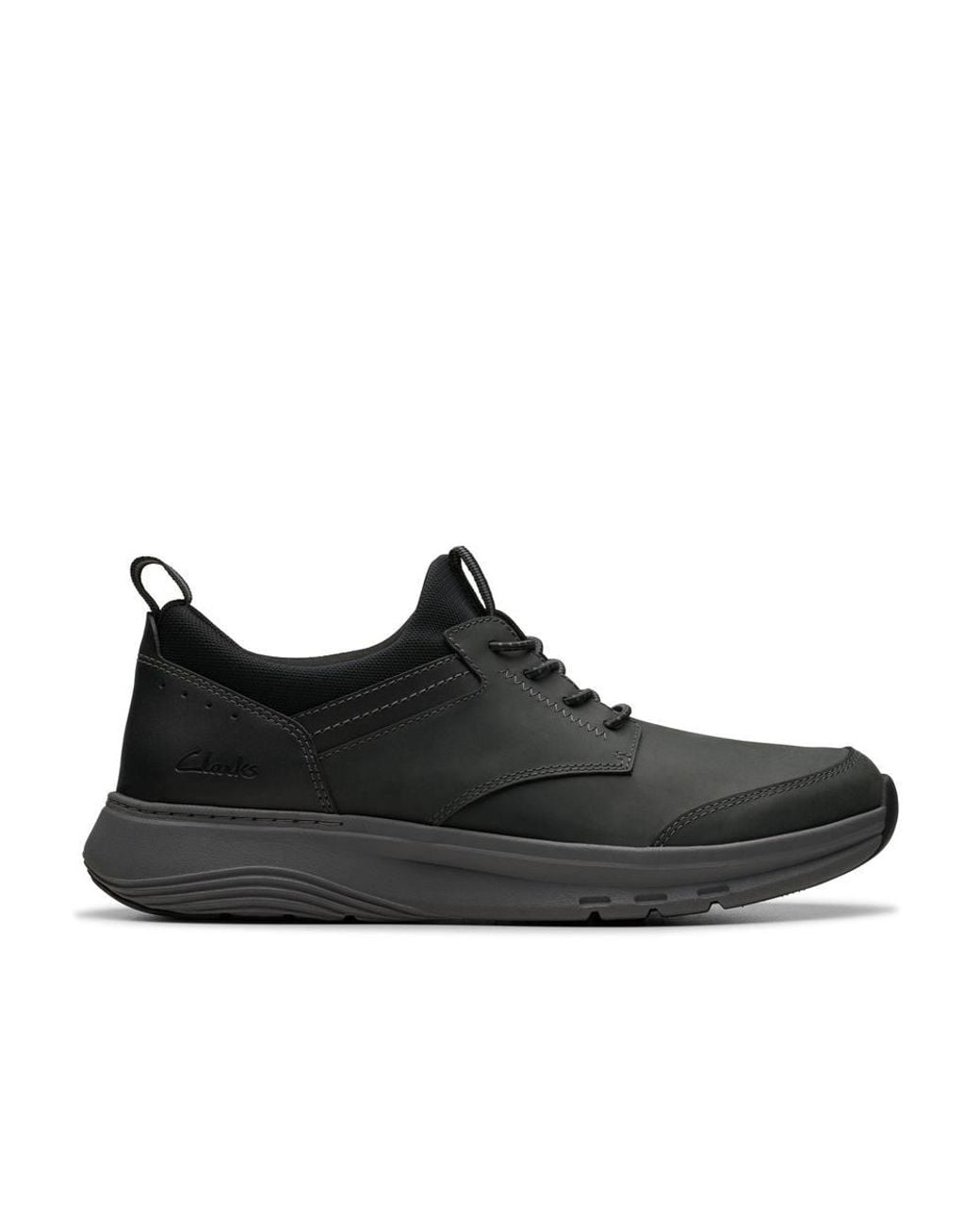 Clarks Black Motion Trek Ez Leather Trainers, Walking for men