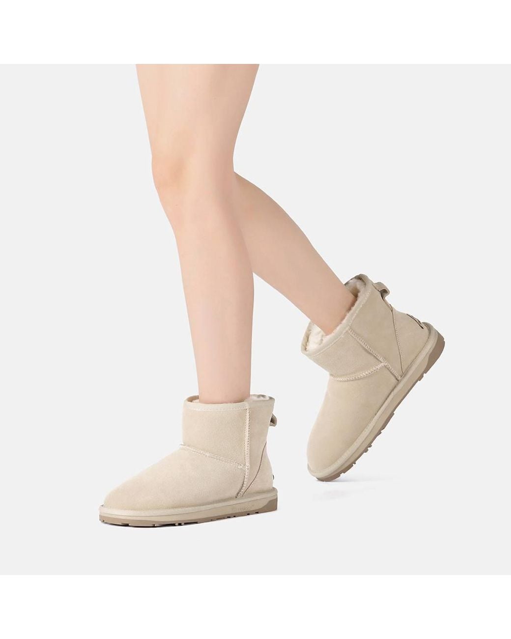 EverAu Australia Natural Real Sheepskin Mini Classic Boots W/ Tpr Sole