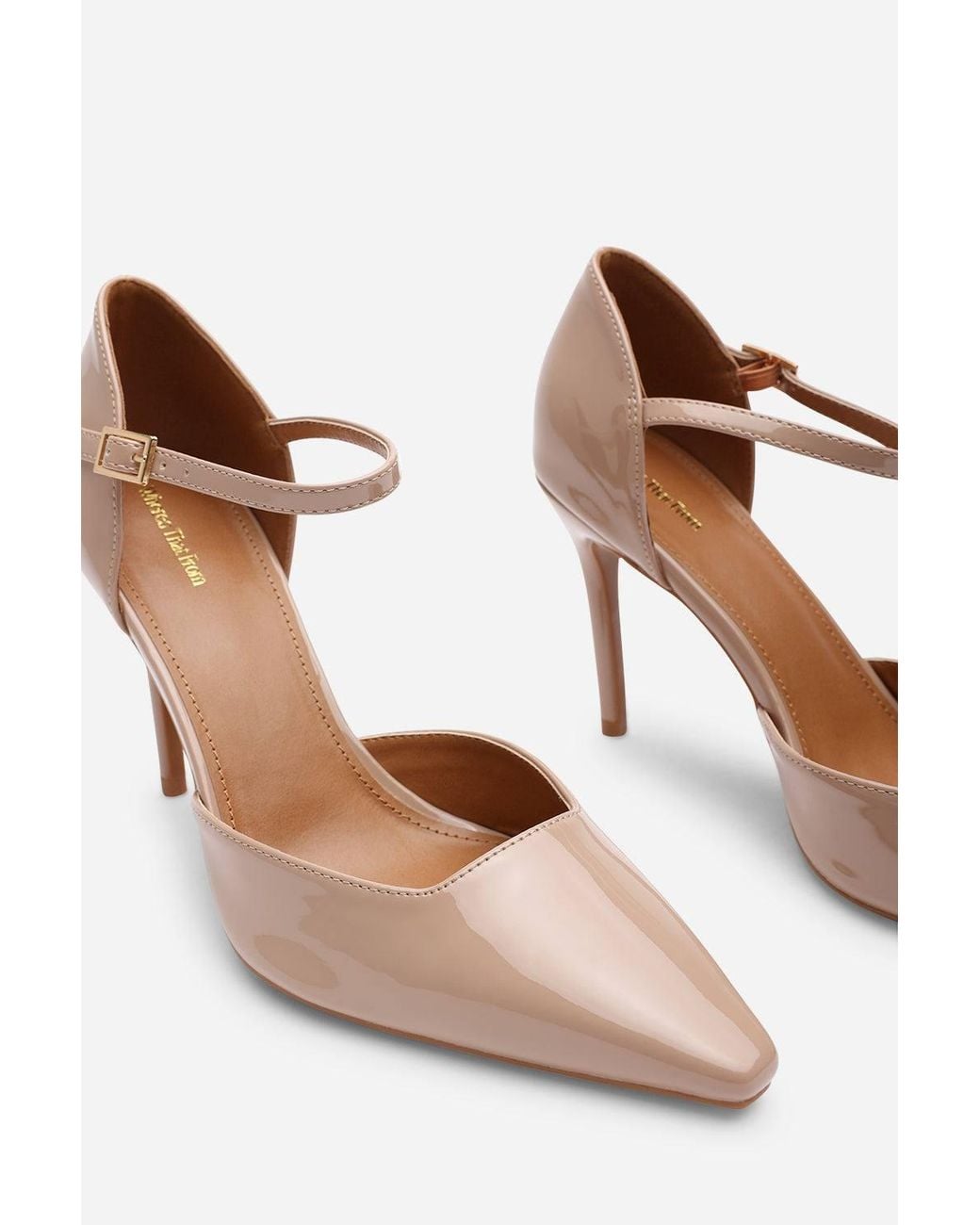 Where's That From Brown 'Winnie' Pointed Toe Stilleto Court Heeled Shoe W/ Buckle Strap