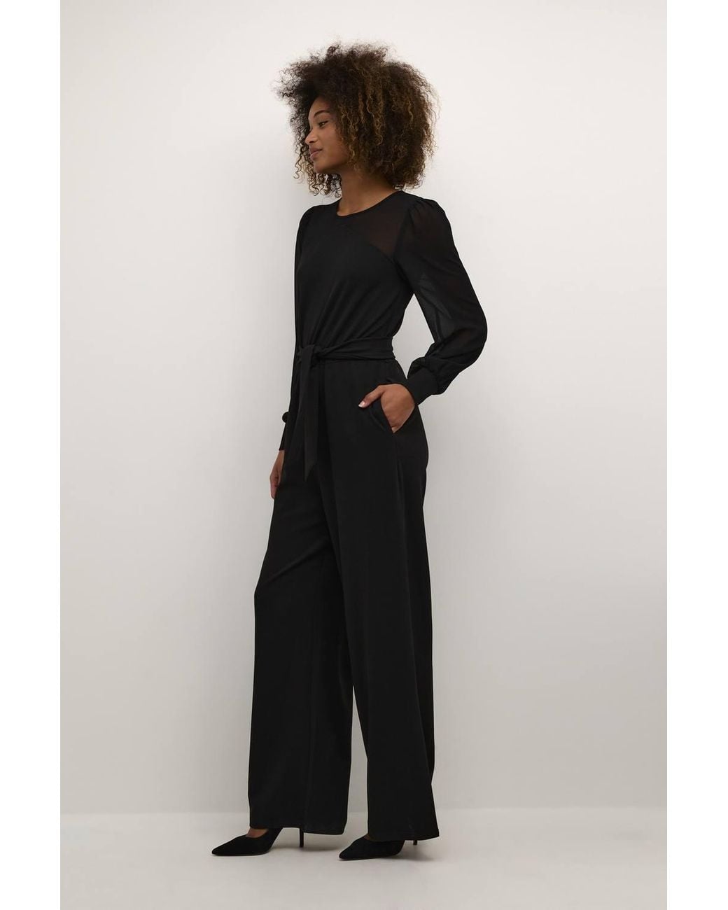 Kaffe Blue Emily Long Sleeve Belted Jumpsuit