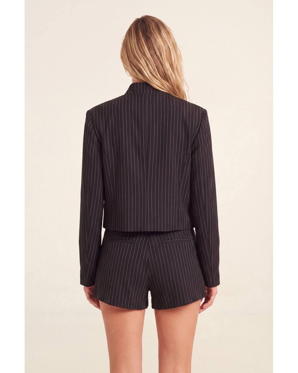 Nasty Gal Black Pinstripe High Waisted Tie Detail Shorts