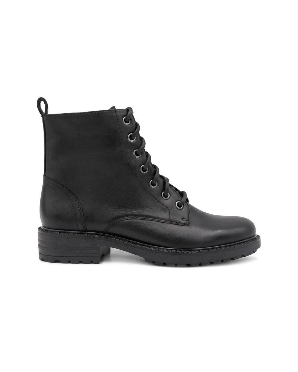 Pavers Black Leather Lace & Zip Ankle Boots