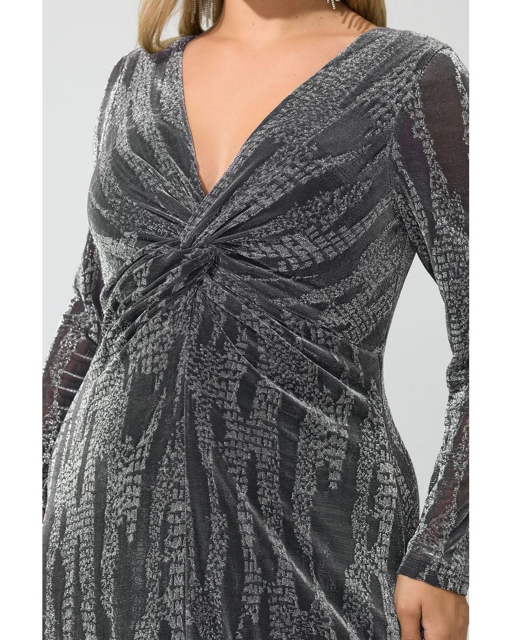Yours Gray Metallic Knot Dress
