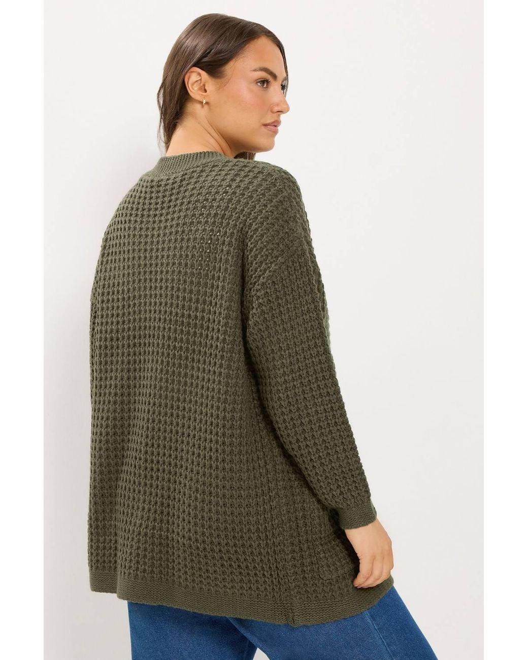 Yours Green Waffle Knit Cardigan
