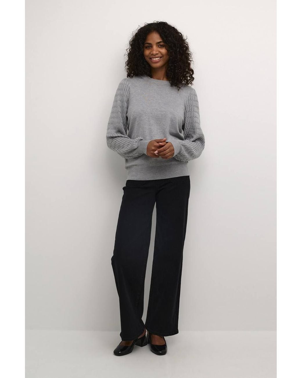 Kaffe Gray Kananna Round Neck Regular Fit Pullover