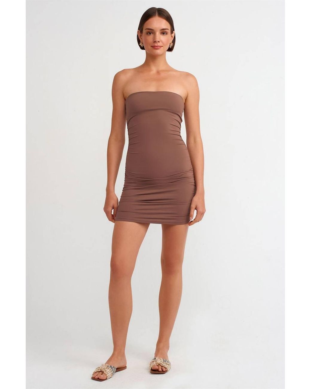 Dilvin Gray Strapless Bodycon Mini Dress