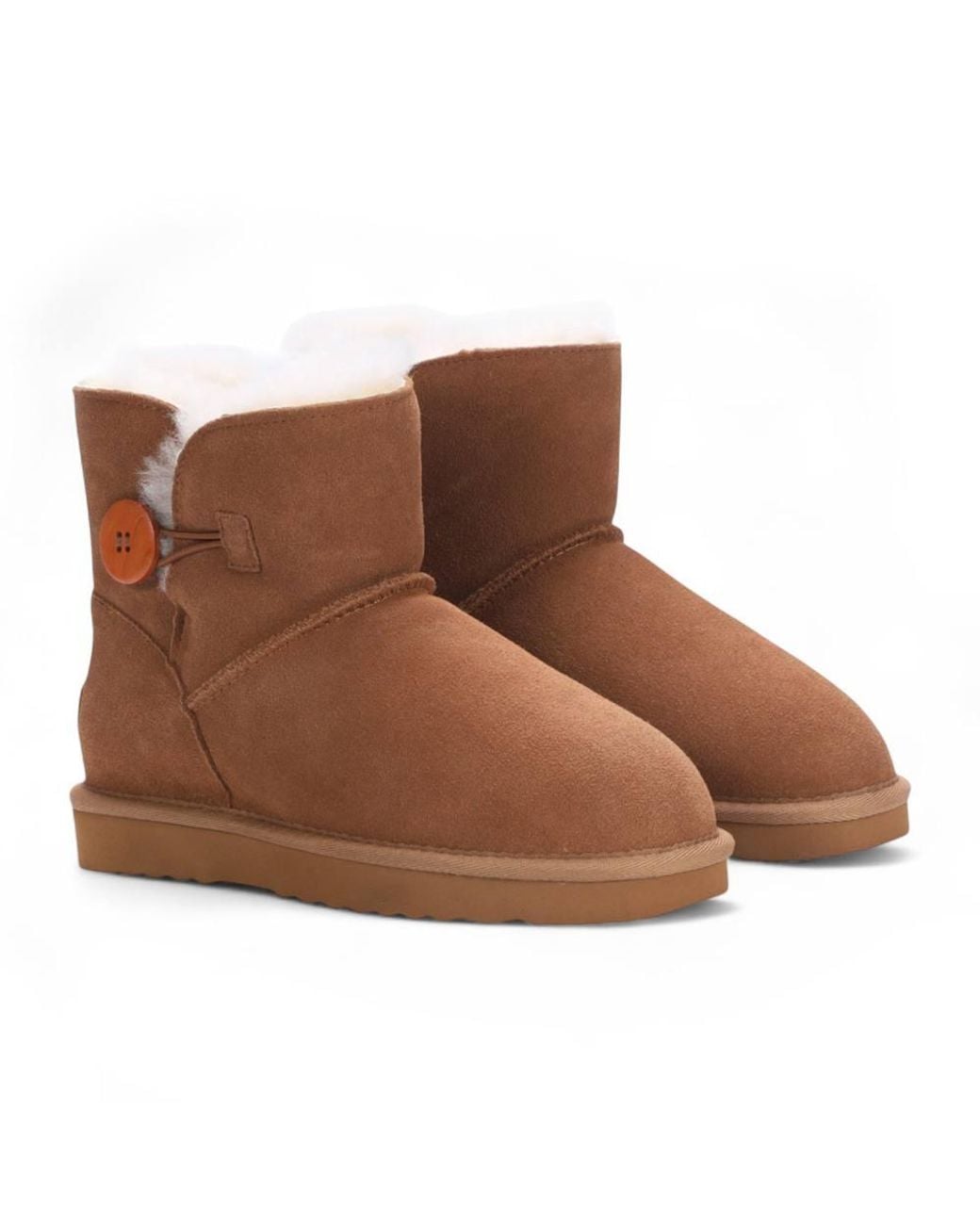 Infinity Leather Brown Sheepskin Suede Ankle Bootie Warm Winter Boots