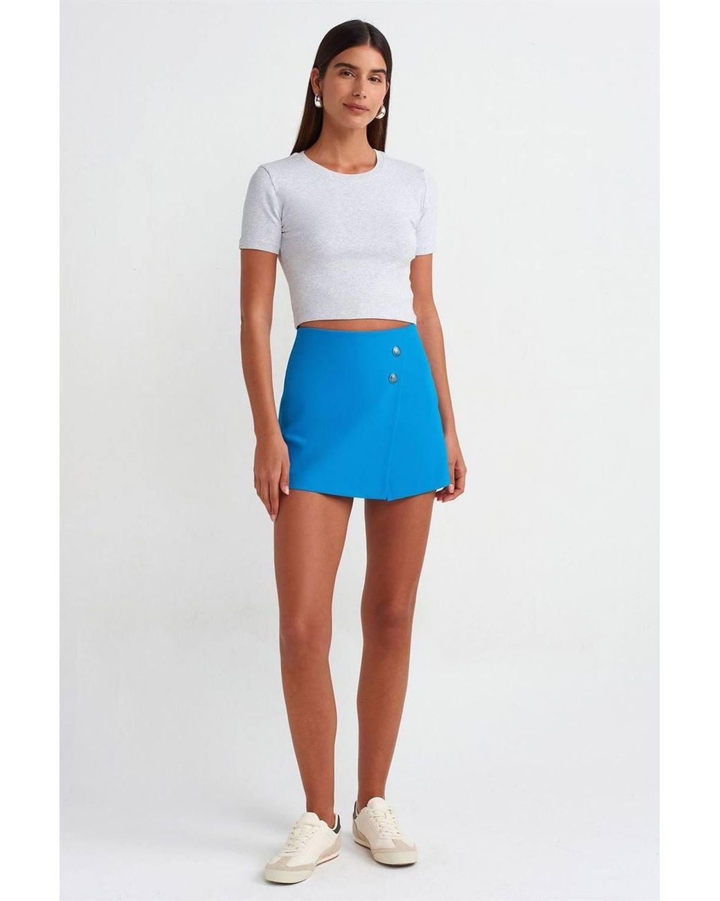 Dilvin White Slim Fit Crop T-Shirt