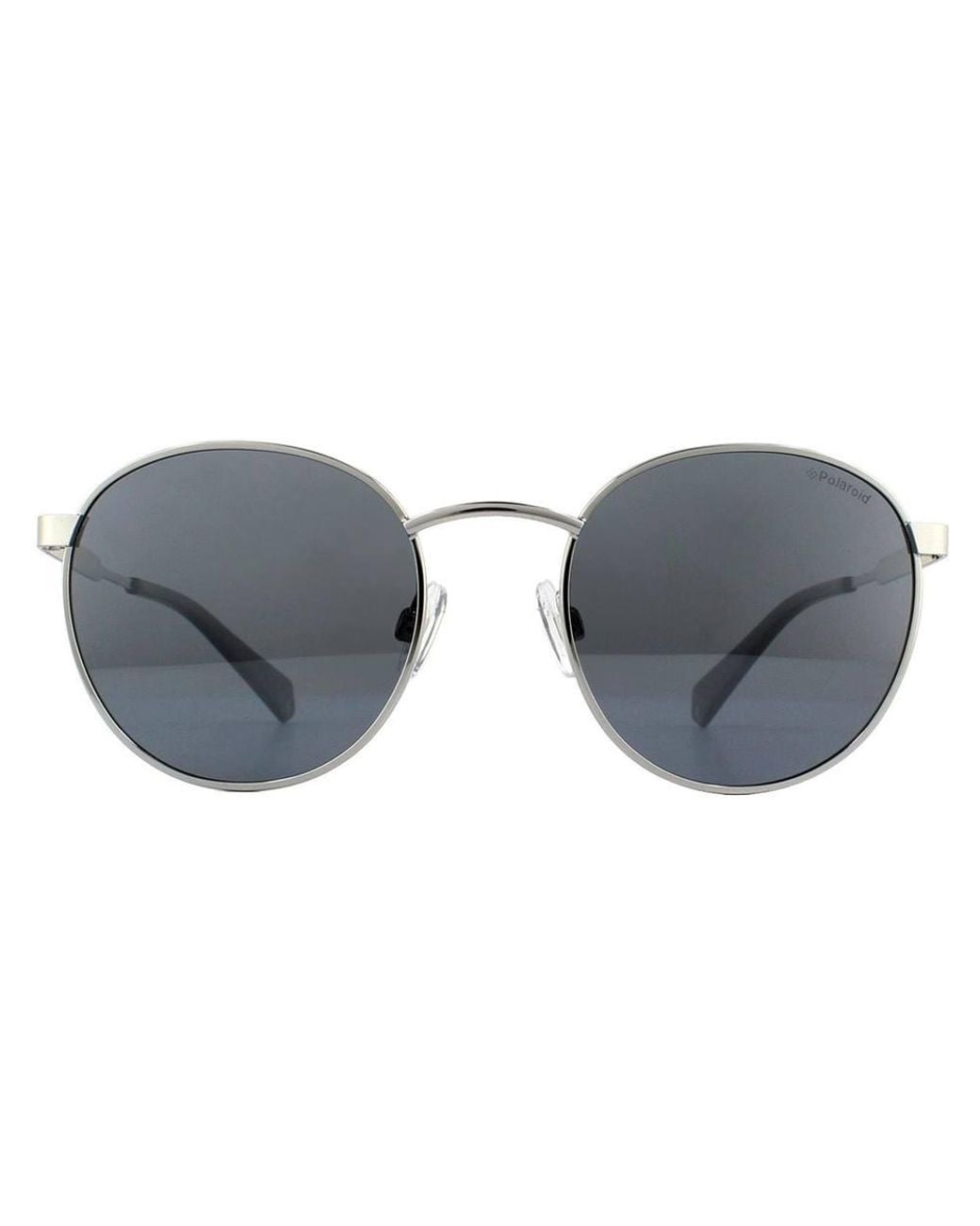 Polaroid Gray Round Palladium Mirror Polarized Sunglasses
