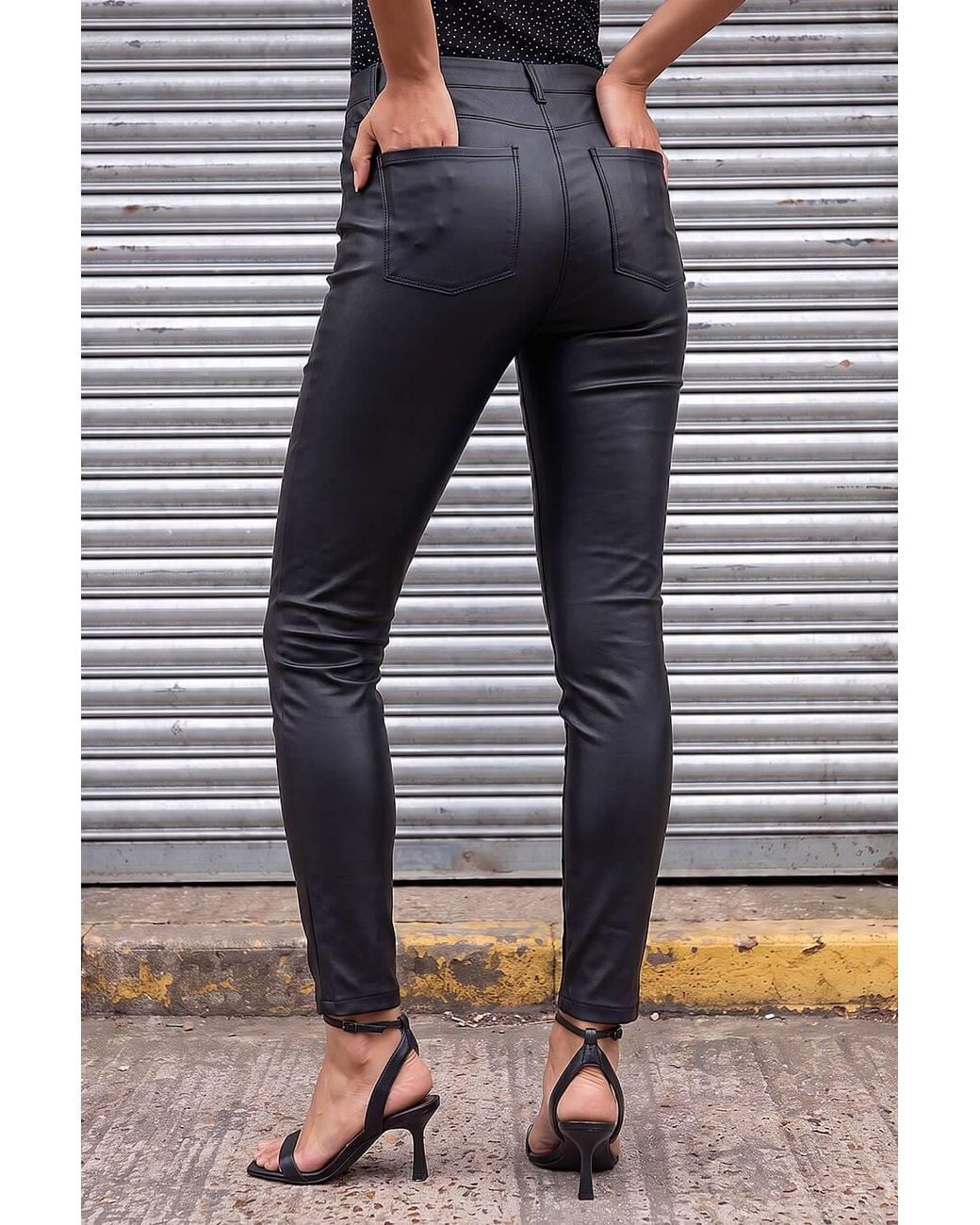 Roman Blue Coated Faux Leather Jeggings