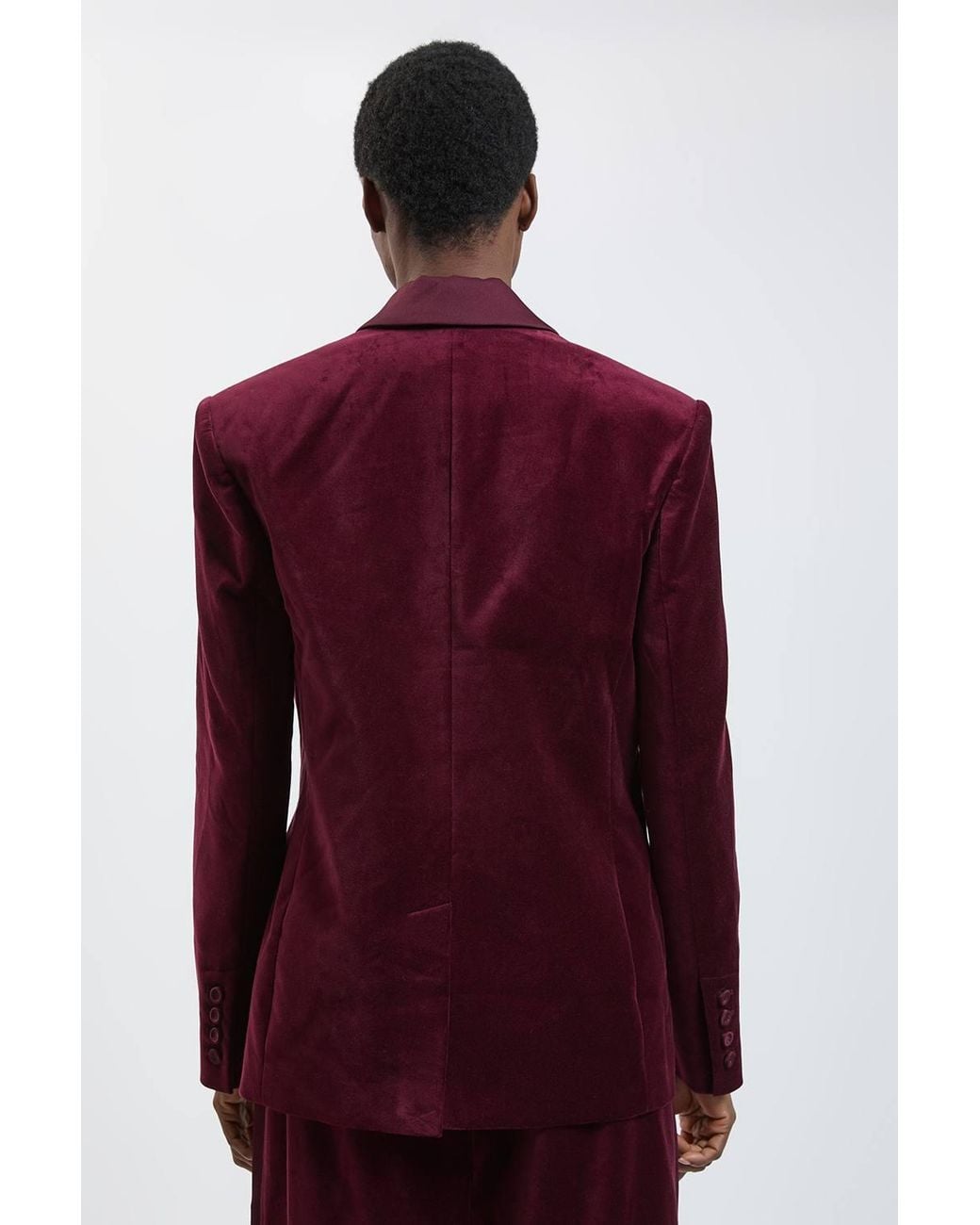 Karen Millen Harper's Bazaar Velvet & Satin Mix Tailored Double Breasted Blazer