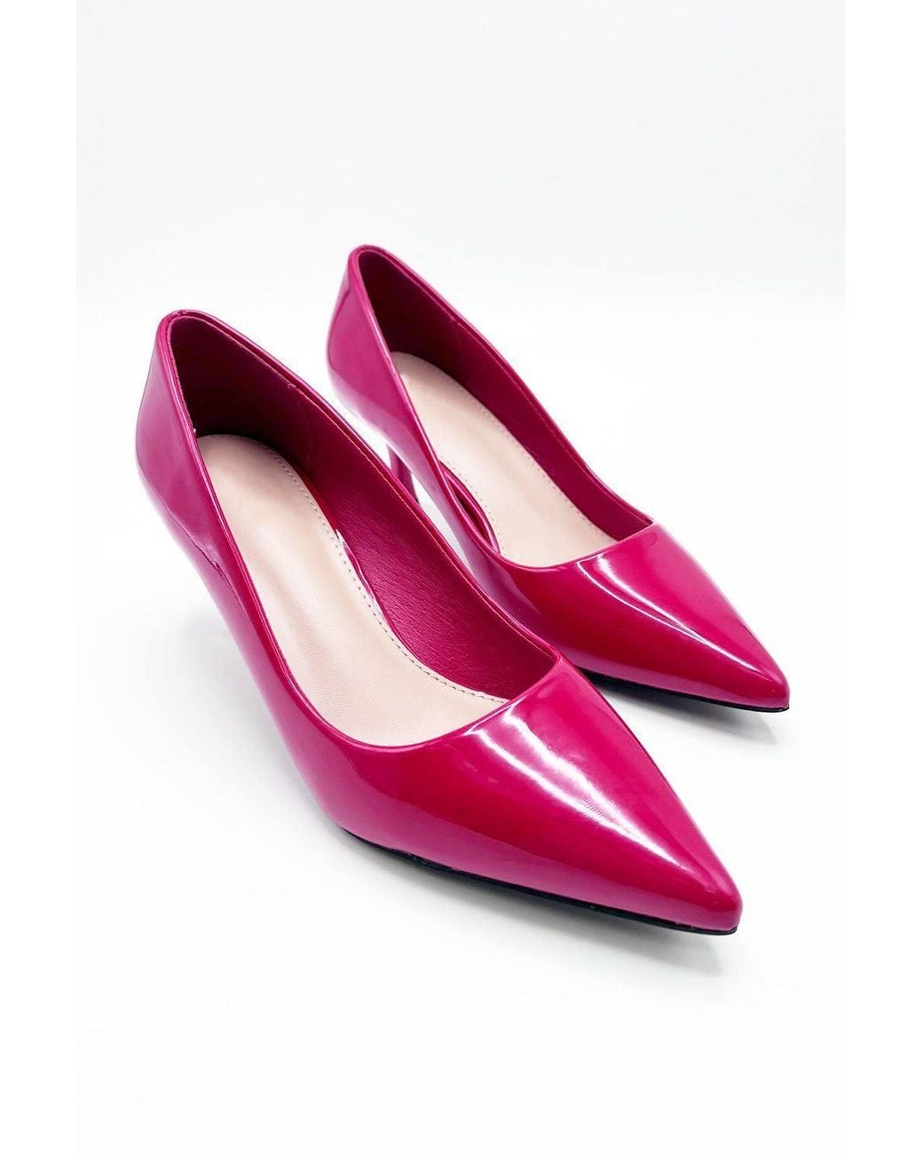 Miss Diva Pink Aranea Pointed Toe Court Shoes