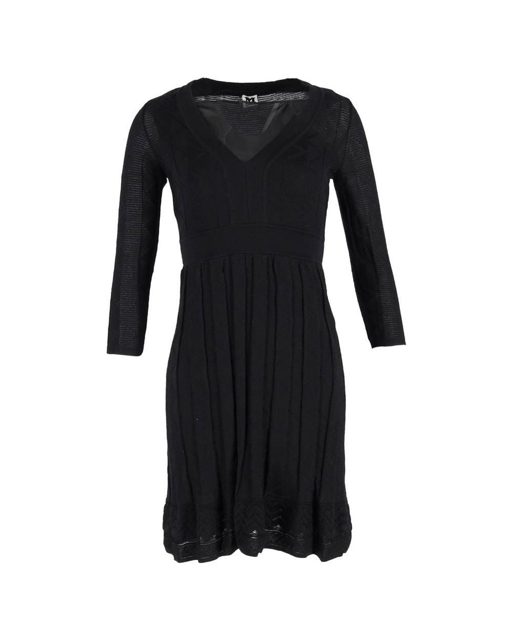 Missoni Black Preloved Knitted V-Neck Mini Dress