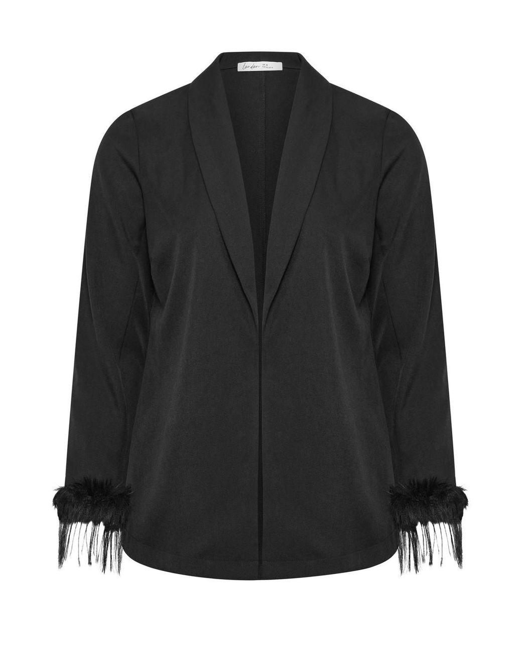 Yours Black Faux Fur Trim Blazer