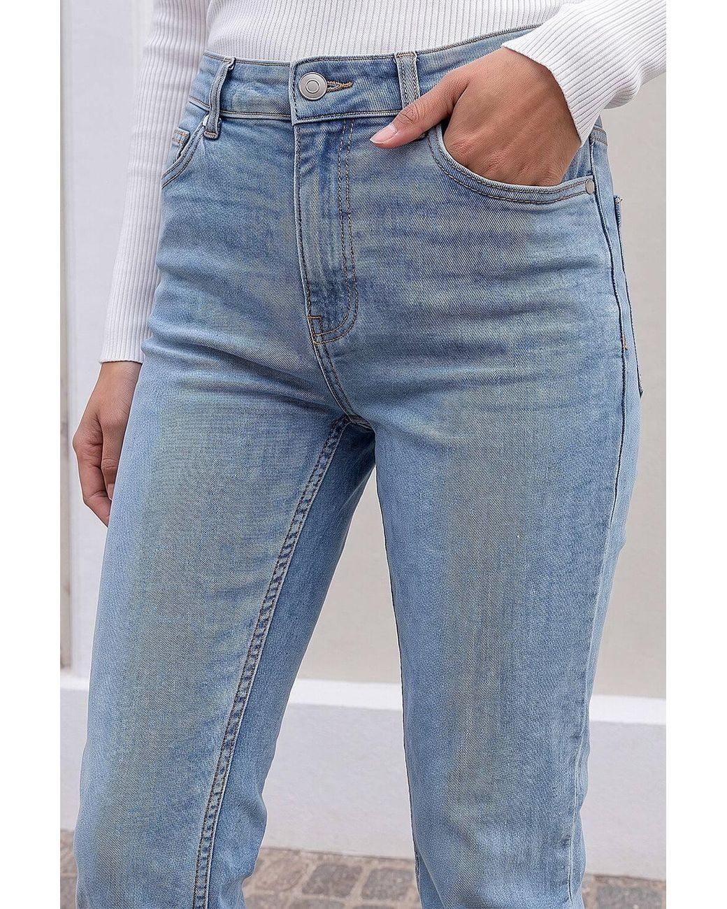 Roman Blue Slim Leg Stretch Mom Jeans