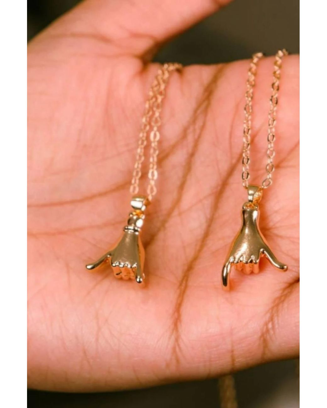 The Colourful Aura Metallic Pinky Promise Hand Pendant Long Distance Relationship Couple Charm Necklace