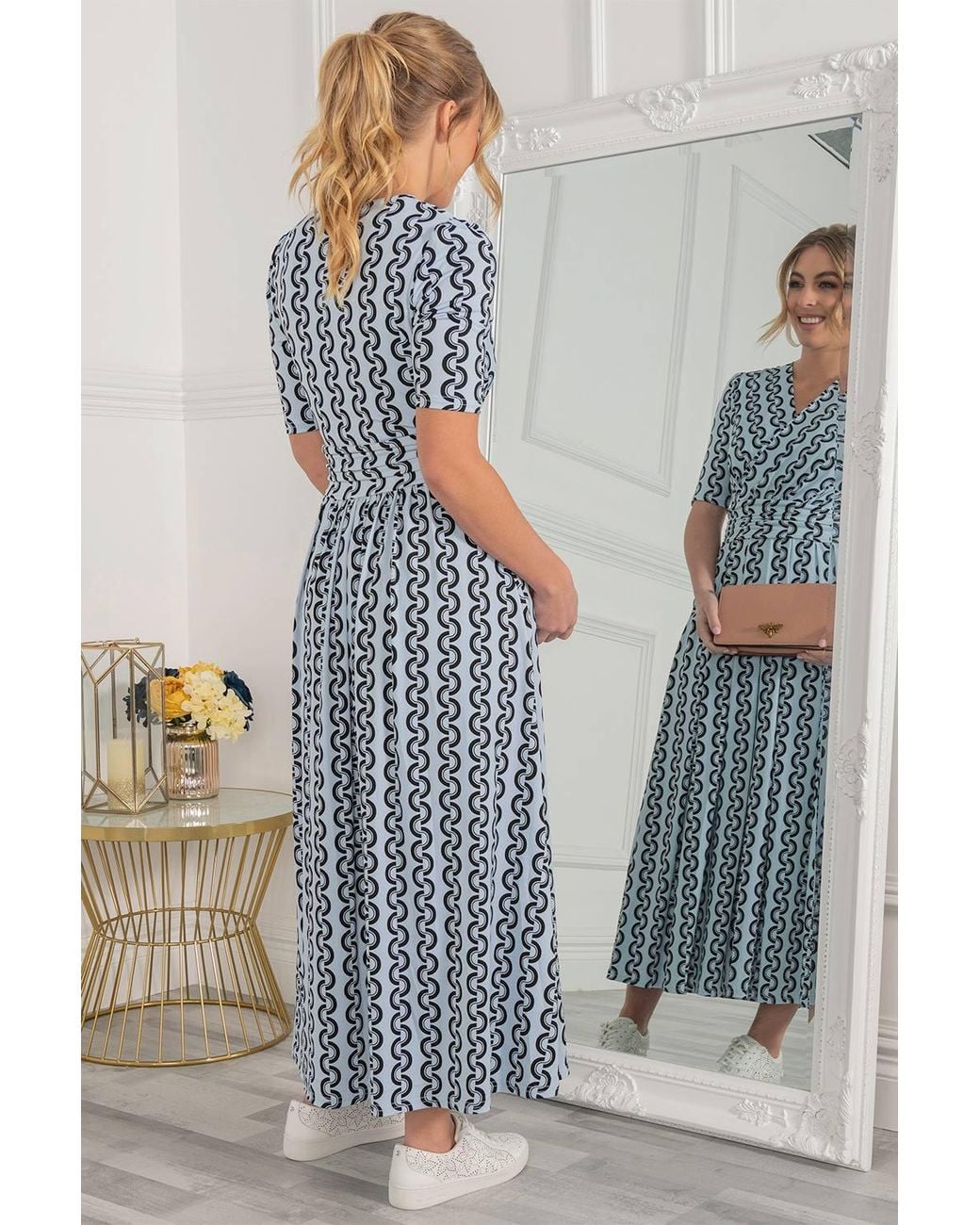 Jolie Moi Blue Genesis Wrap Front Maxi Dress