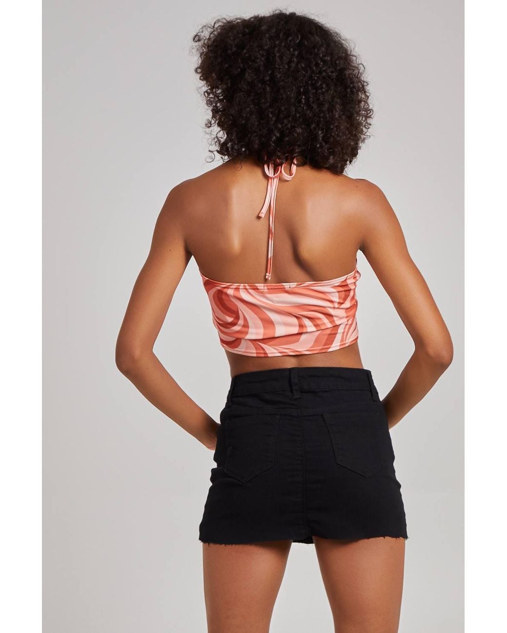 Pink Vanilla Red Swirl Print Halterneck Top