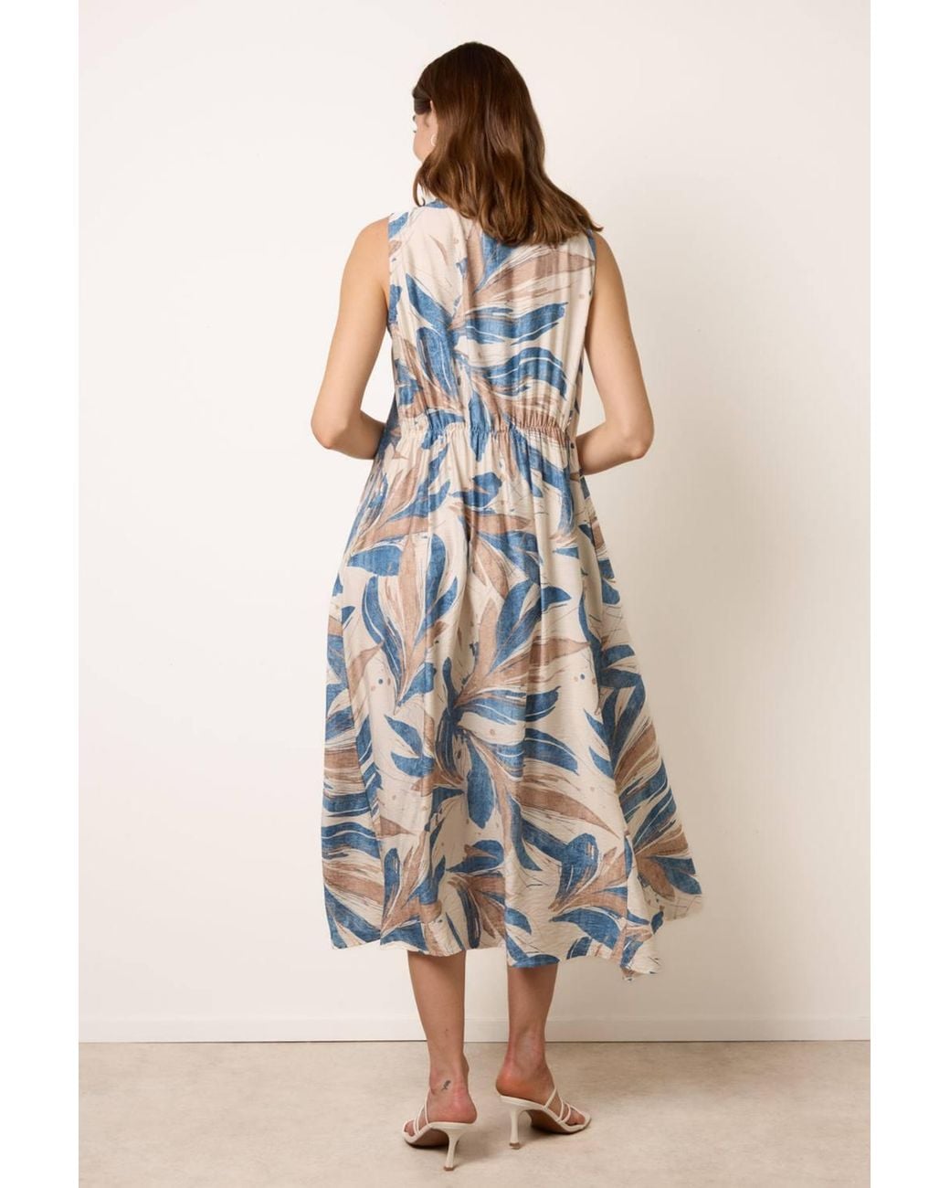 Blue Vanilla Blue Elasticated Waist Sleeveless Round Neck Maxi Dress
