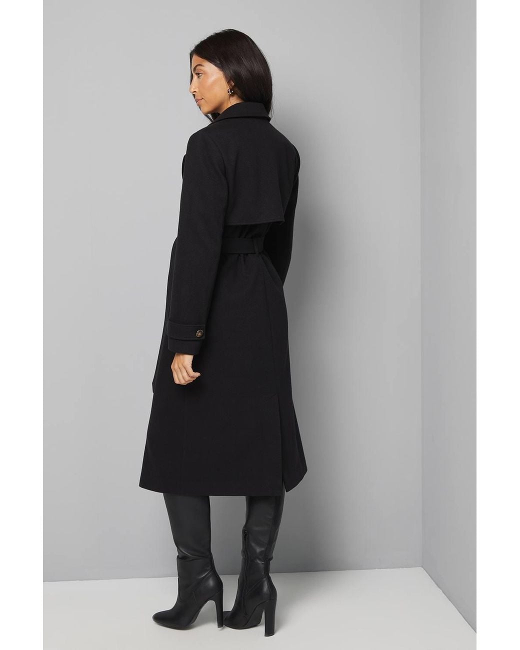 Wallis Black Twill Trench Coat