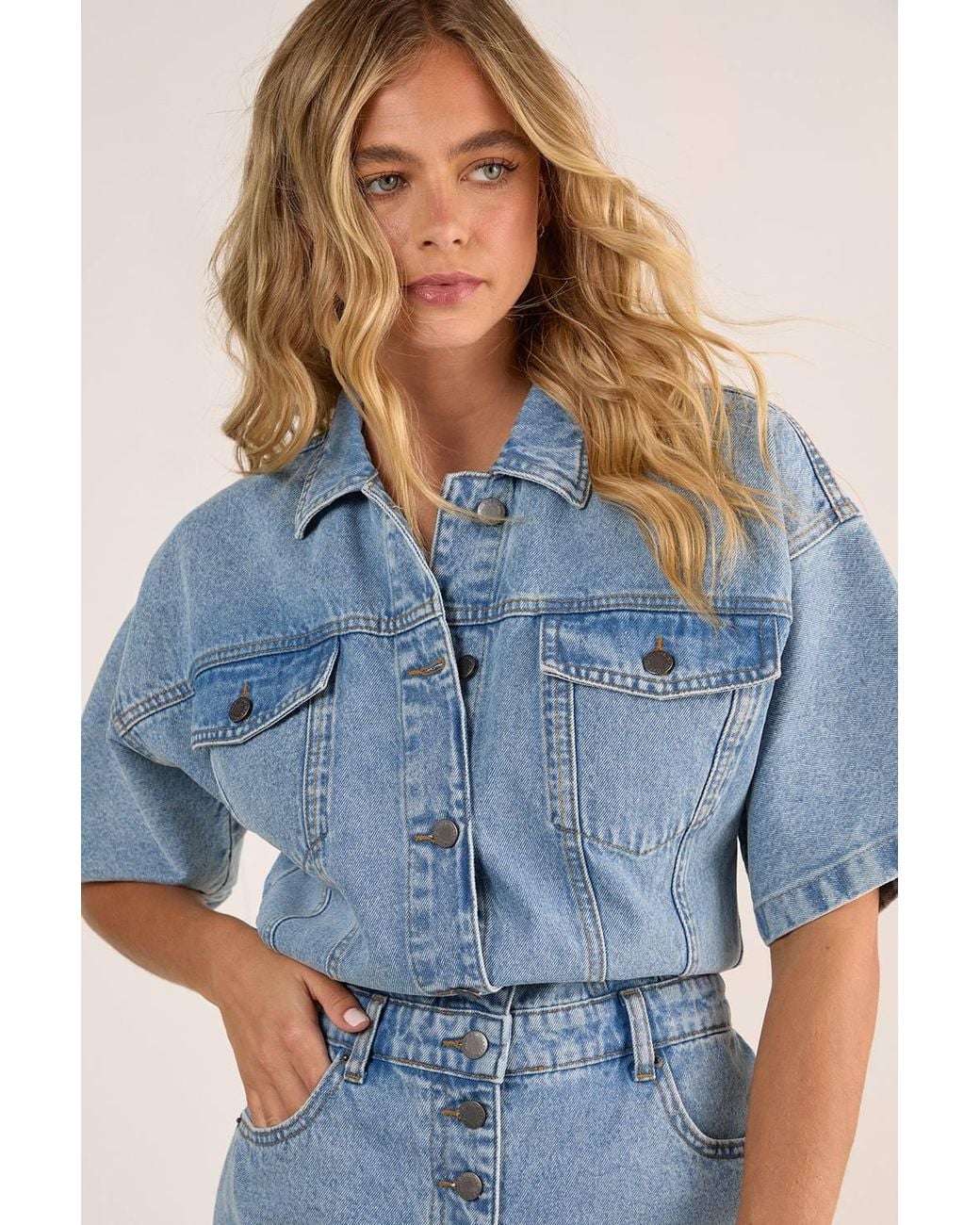 Nasty Gal Blue Denim Button Through Romper