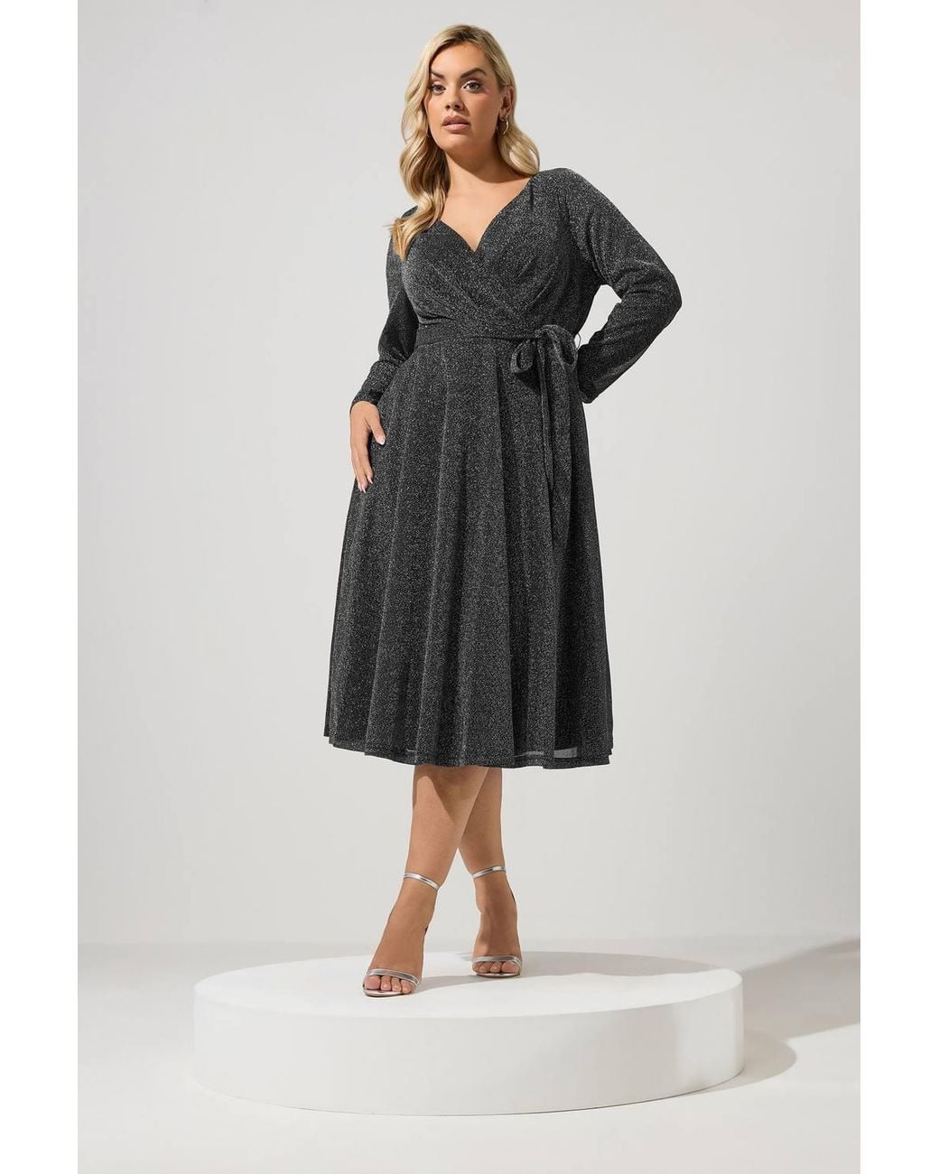 Yours Metallic Wrap Dress