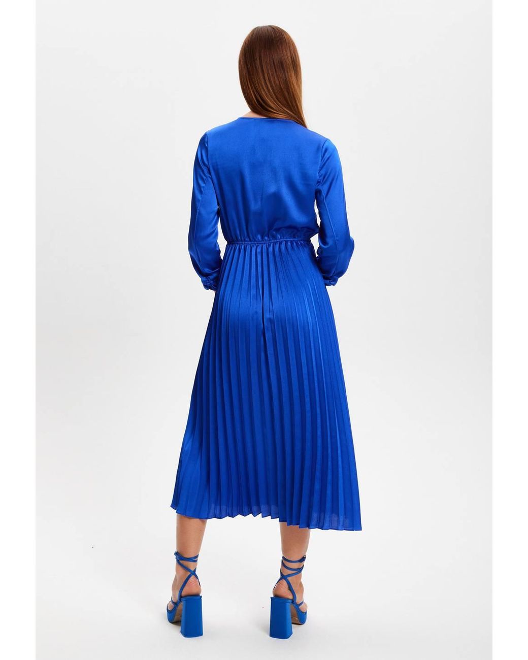 Liquorish Blue Royal Midi Dress W/ Pleat Details
