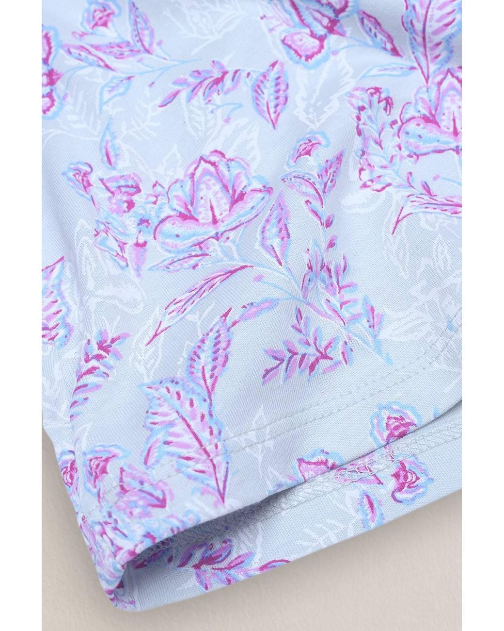 Enorsia Blue Crayon Leaf Combed Cotton Relax Fit T-Shirt