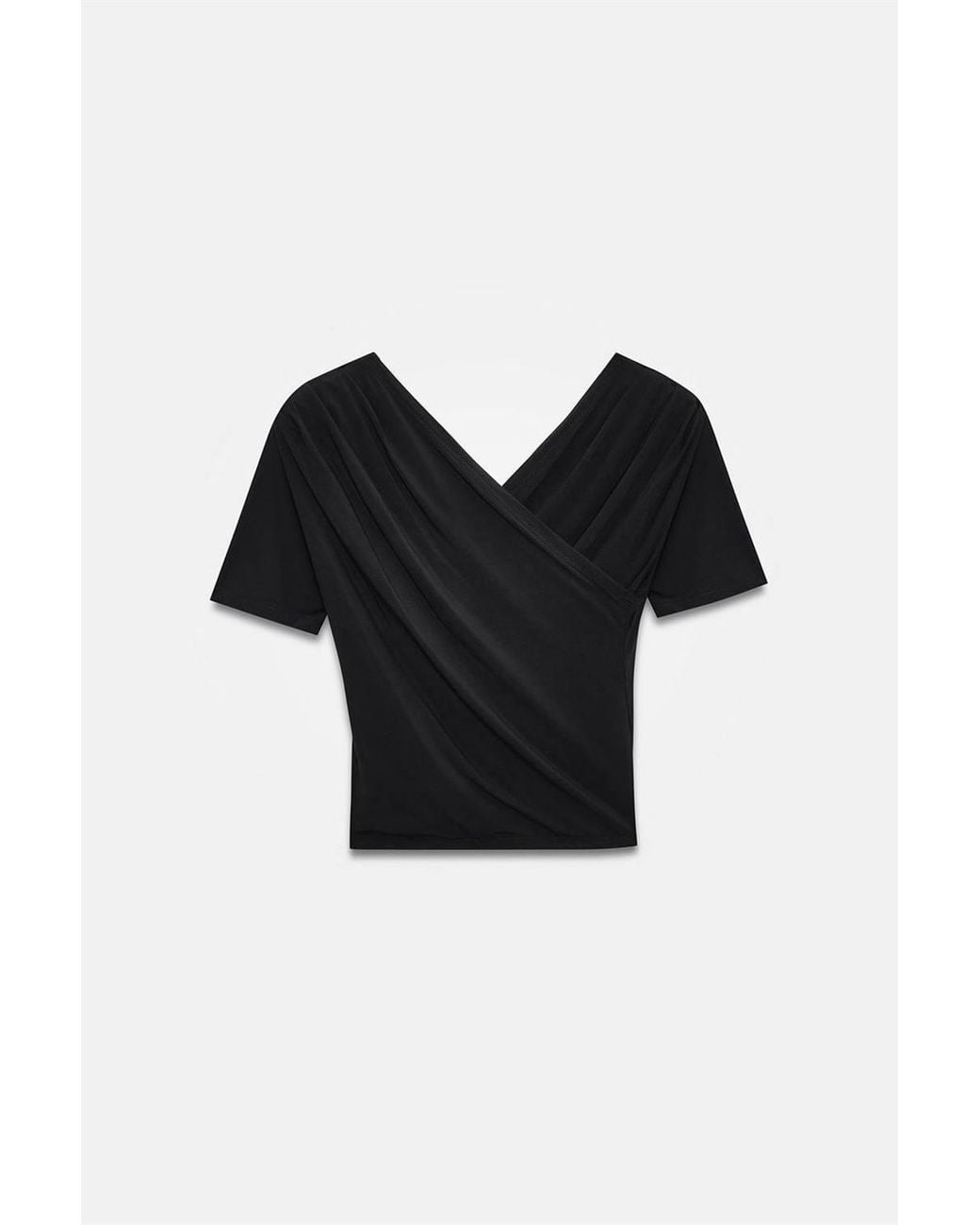 Dilvin Blue Slim Fit V-Neck Jersey Blouse