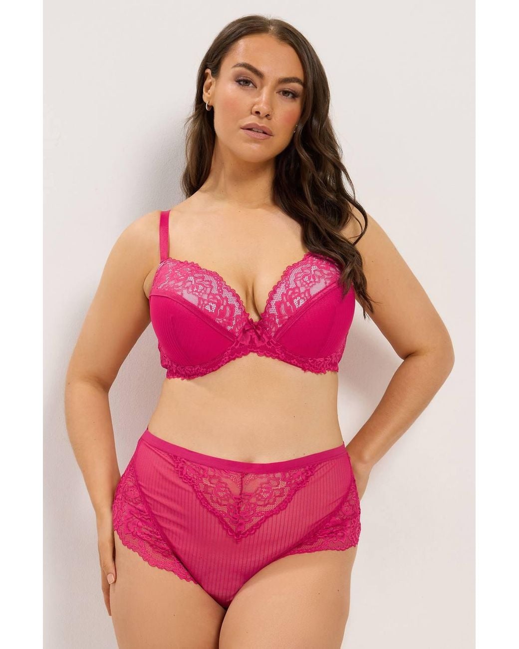 Yours Red 2 Pack Stripe Mesh Bras