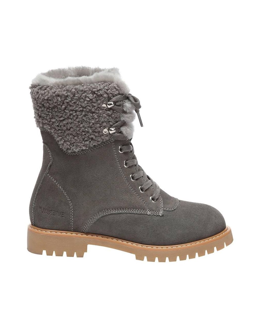 EverAu Australia Gray Sheepskin Knitted Wool Sittella Fashion Chunky Boots W/ Rubber Sole