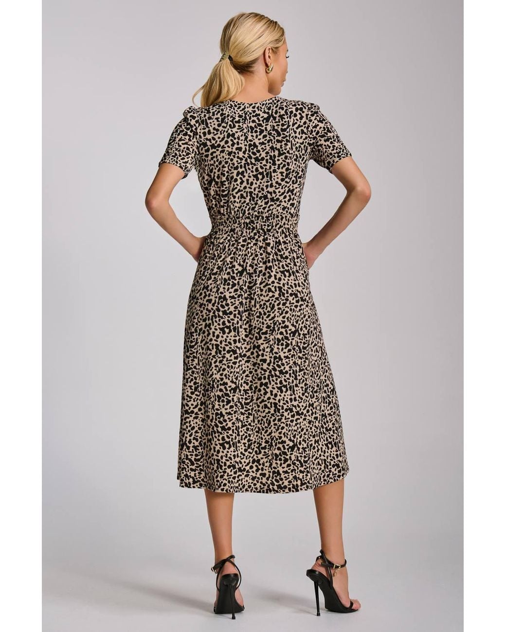 Jolie Moi Natural Short Sleeve Printed Jersey Midi Dress