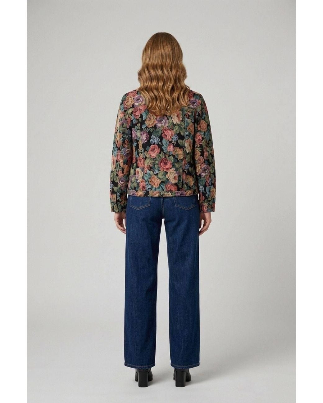 Izabel London Blue Floral Tapestry Texture Jacket