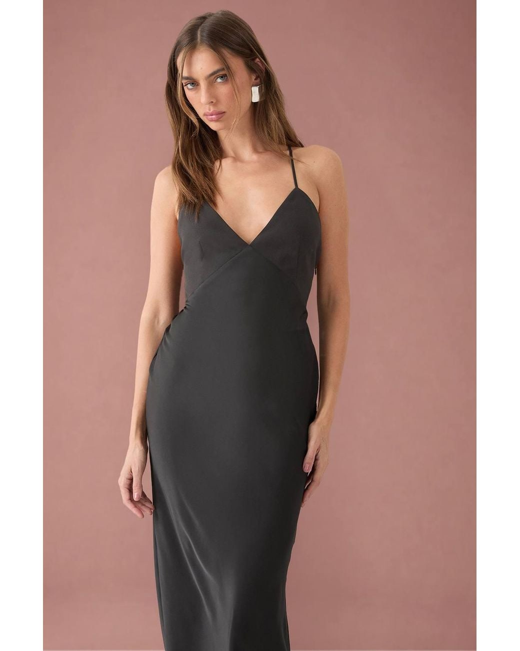 MissPap Natural Premium Bust Panel Satin Bias Maxi Dress