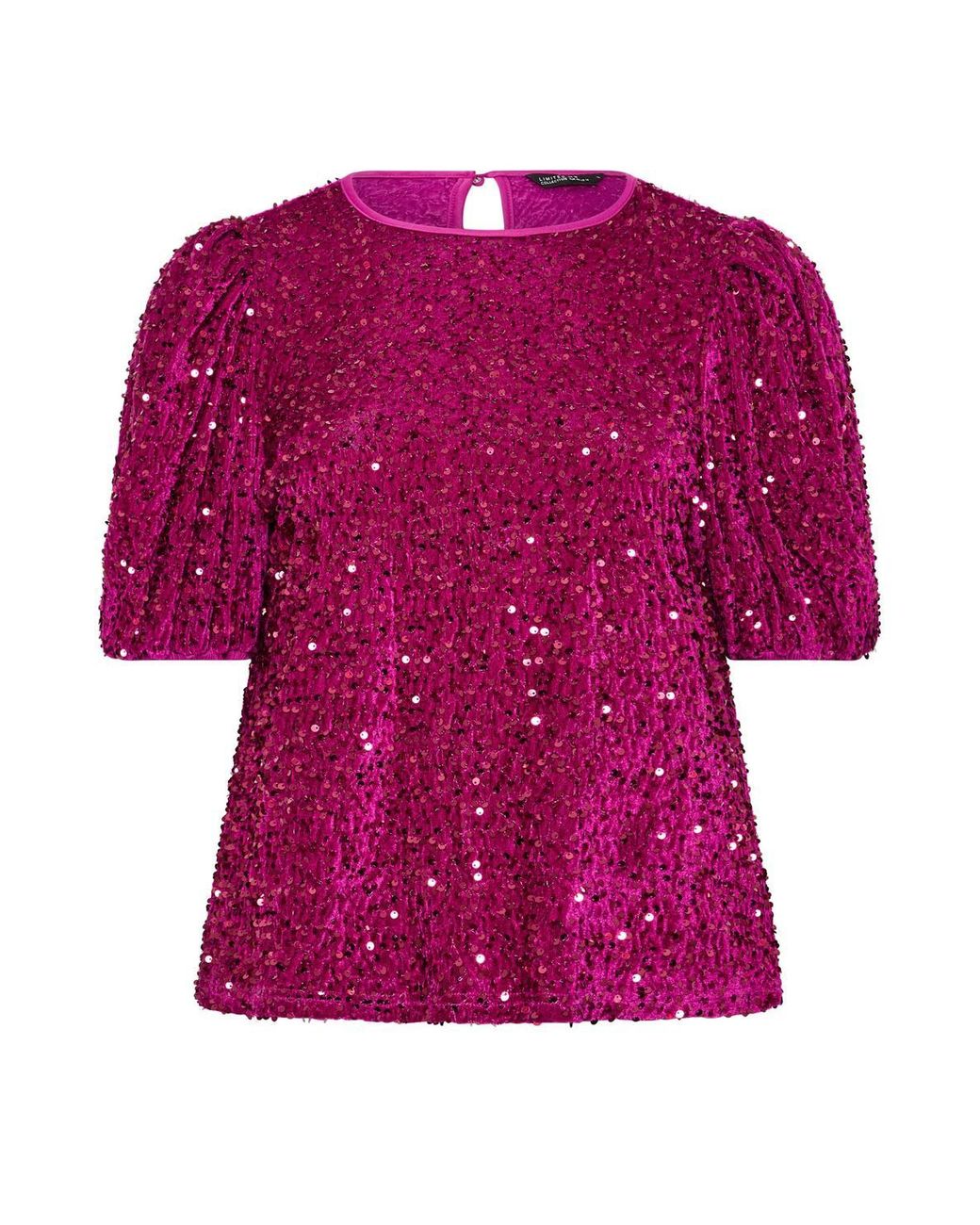 Yours Red Puff Sleeve Sequin Top