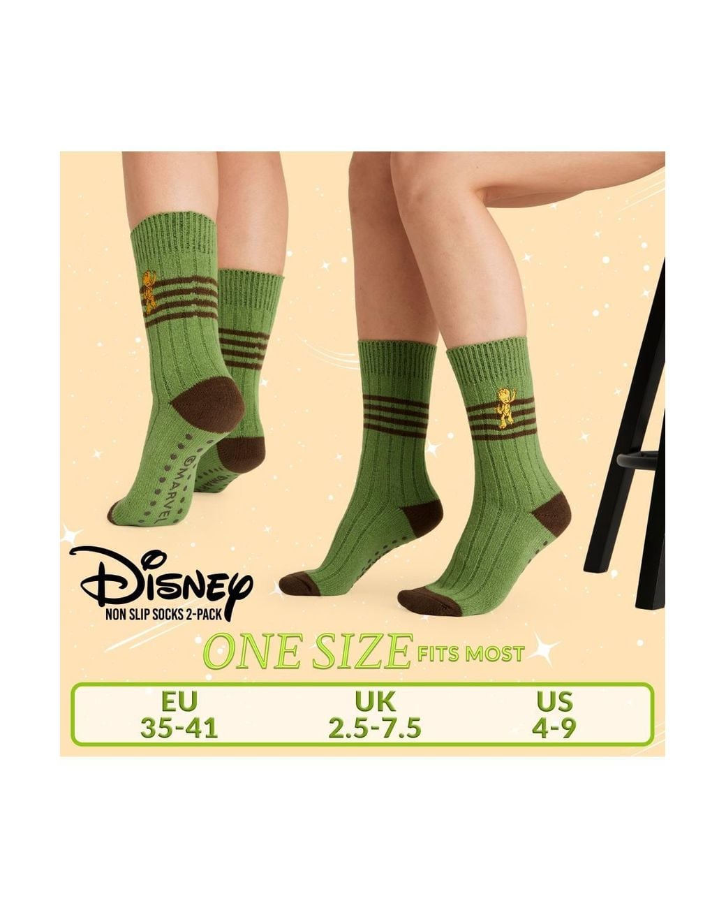 Marvel Green Groot Long Stripe Socks