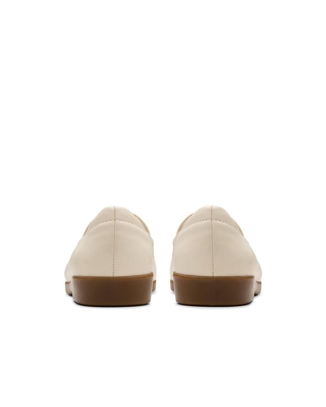 Clarks White Georgia Cream Leather Slip Ons