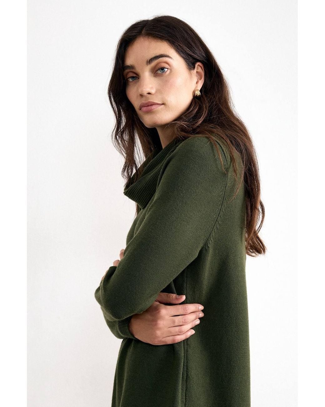 Phase Eight Green Ellie Roll Neck Knitted Jumper Dress