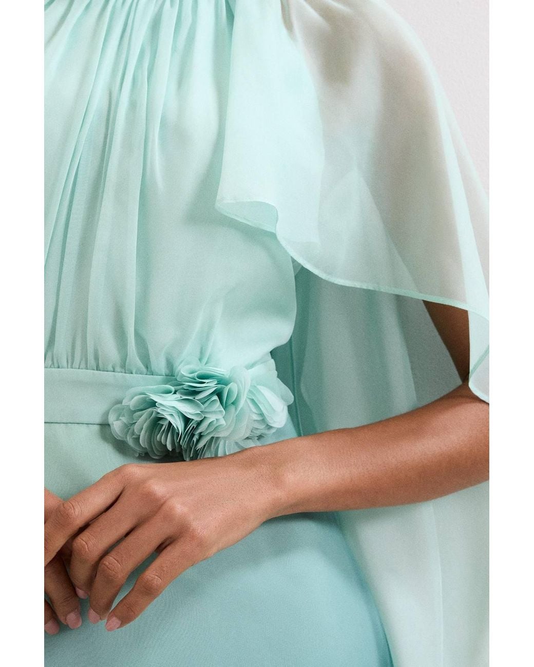 Phase Eight Green High Neck Cape Maxi Dress