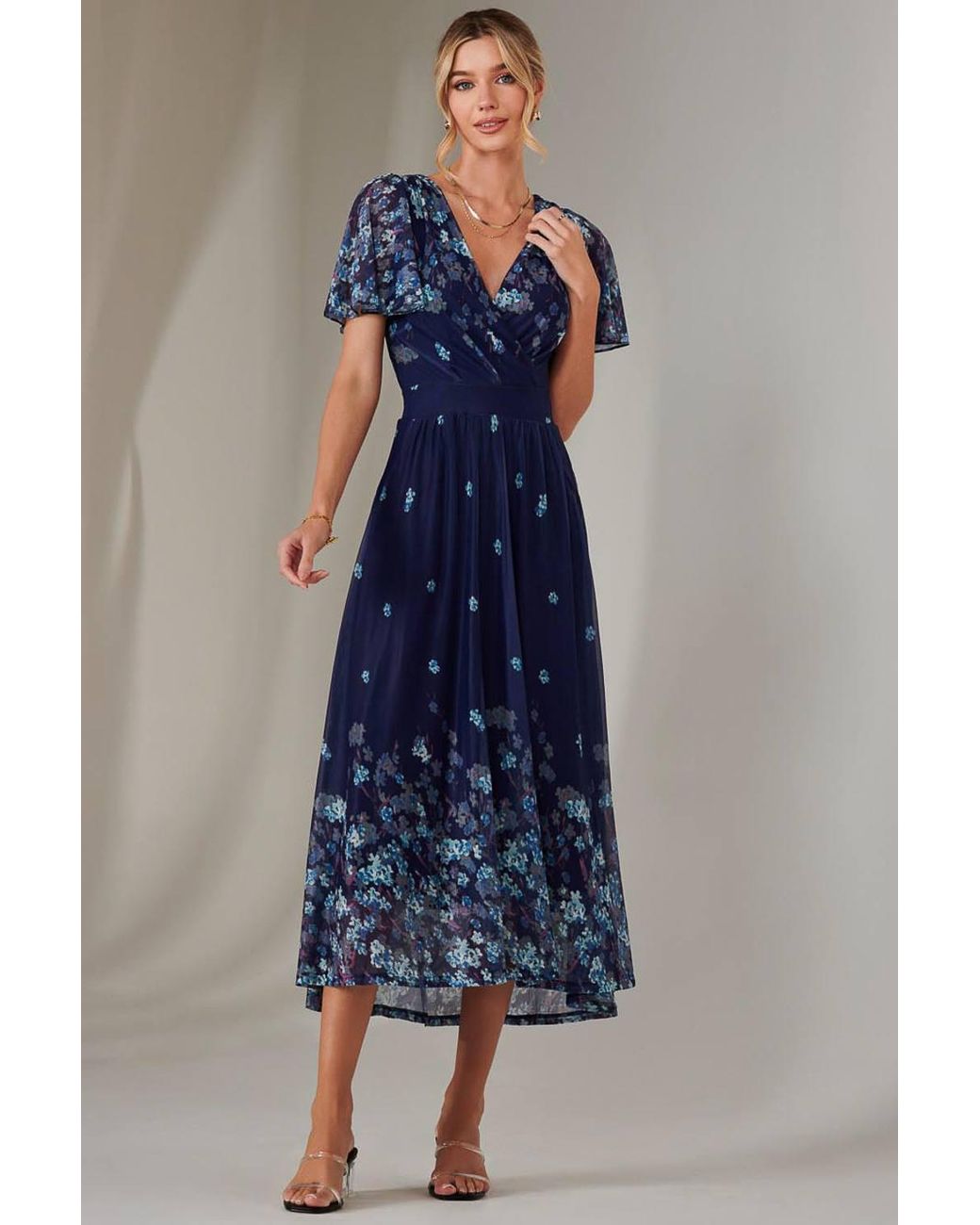 Jolie Moi Blue Wrap Maxi Dress