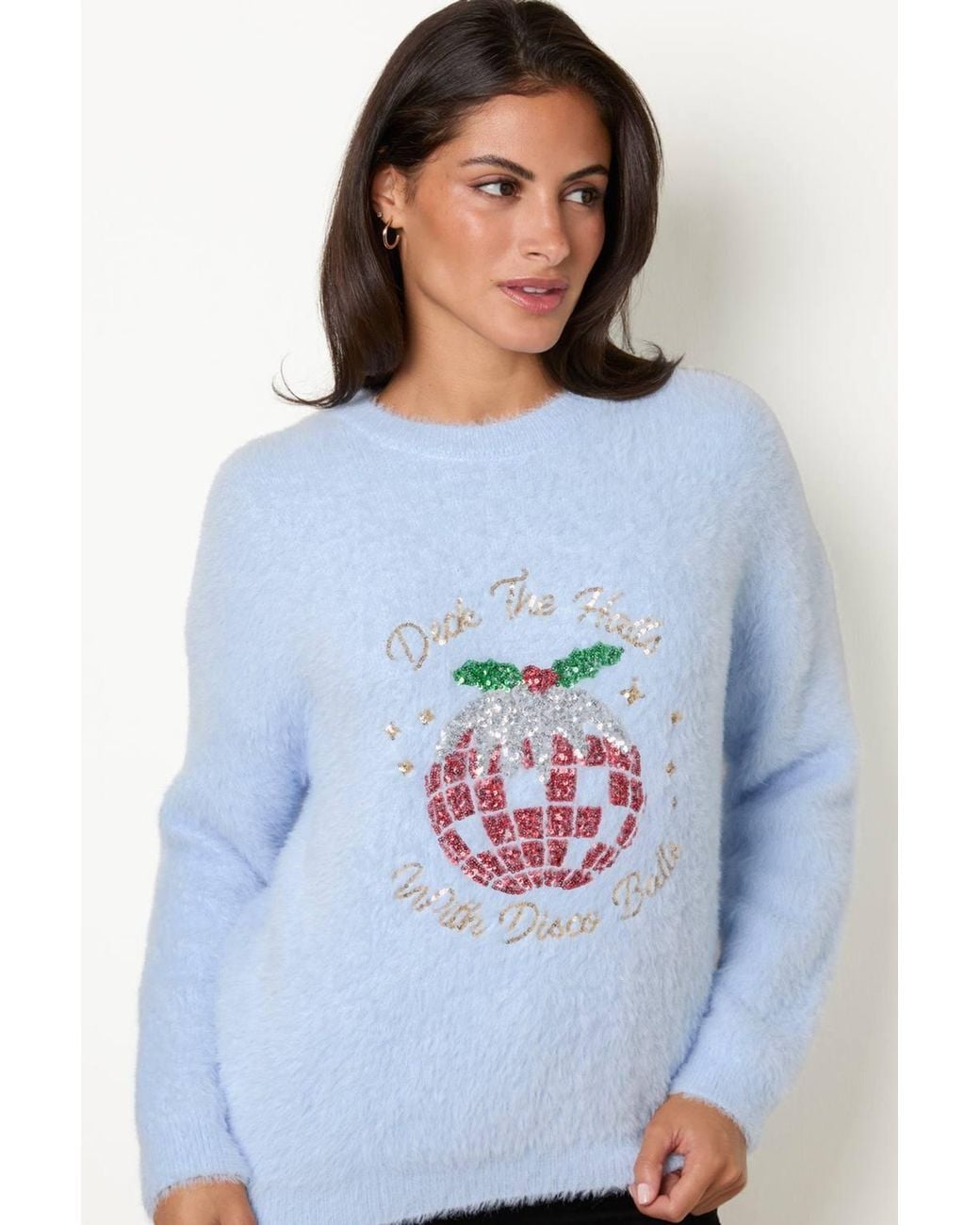 Blue Vanilla White Long Sleeve Round Neck Jumper