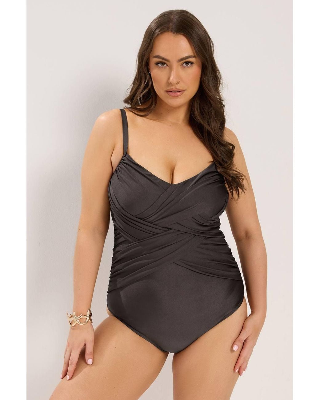 Yours Black Crossover Super Sculpt Swimsuit