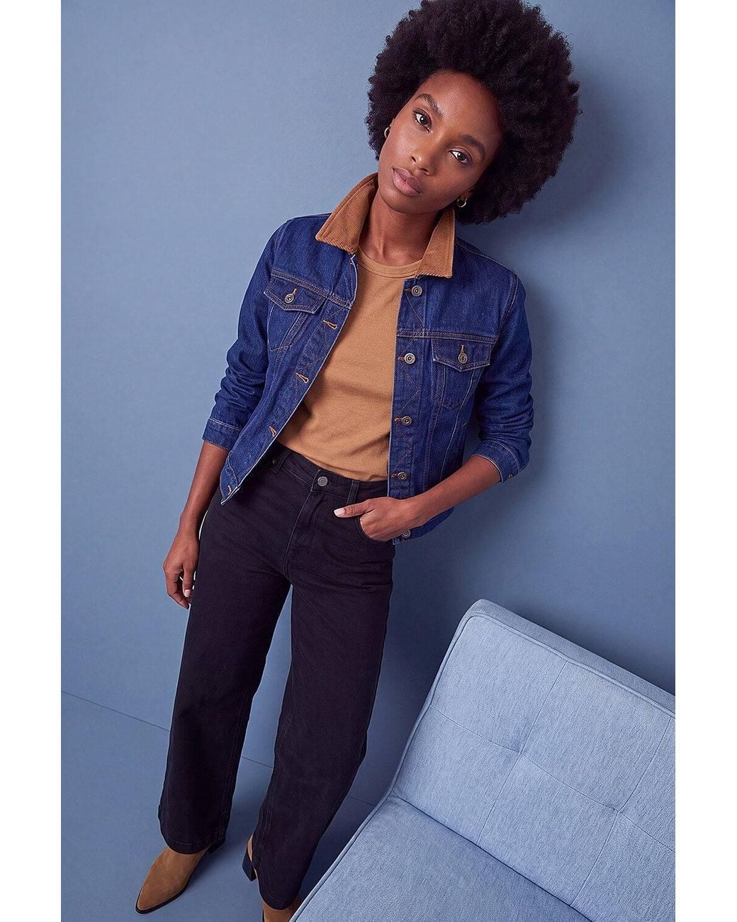 Roman Blue Cord Collar Denim Jacket