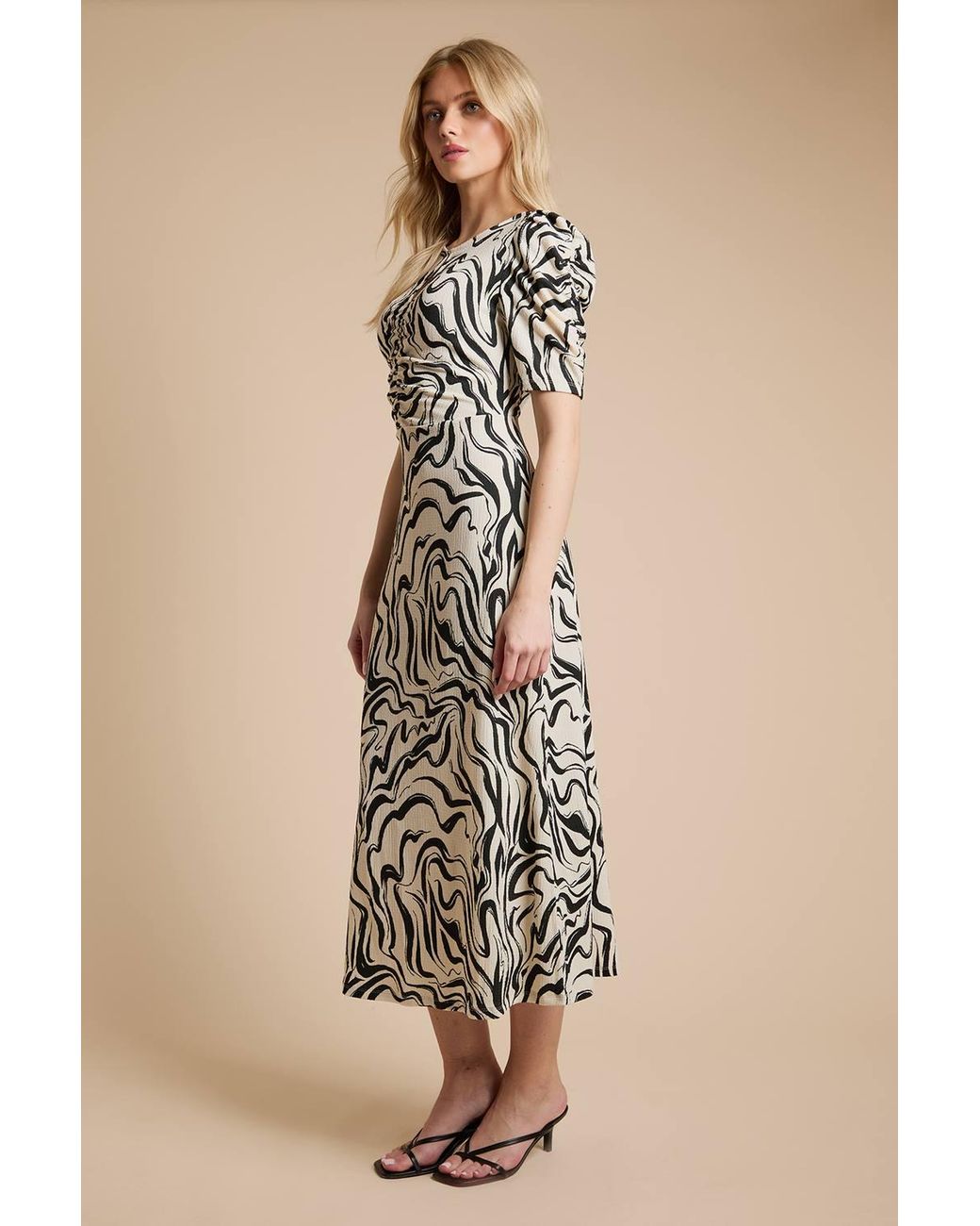 Dorothy Perkins Natural Short Sleeve Keyhole Jersey Midi Dress