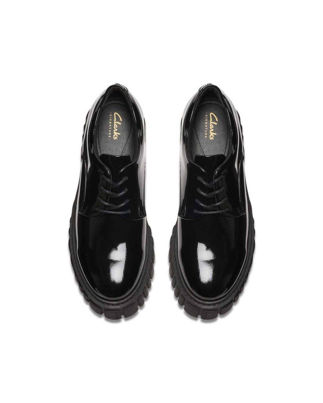 Clarks Black Page Walk Patent Derby Shoes