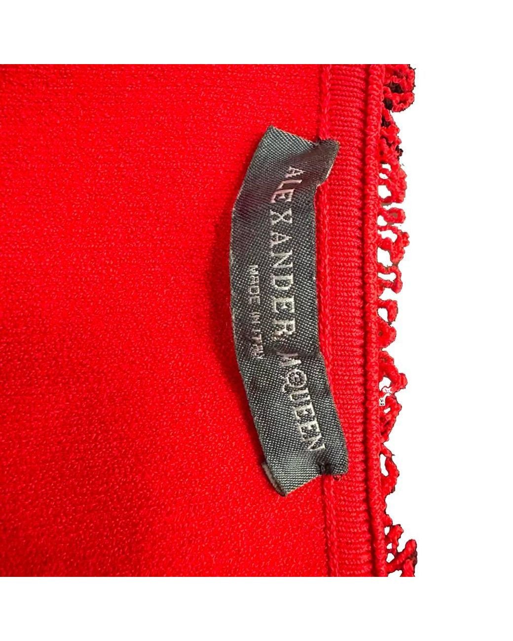McQueen Red Preloved Patchwork Accent Blouse