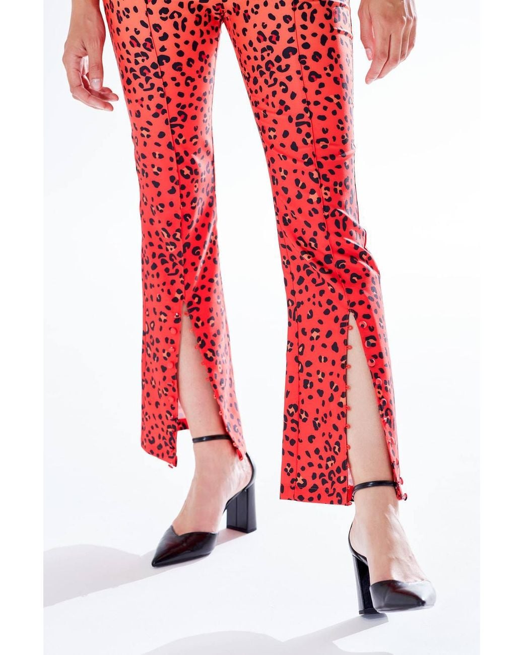 Liquorish Red Leopard Print Ombre Suit Trousers