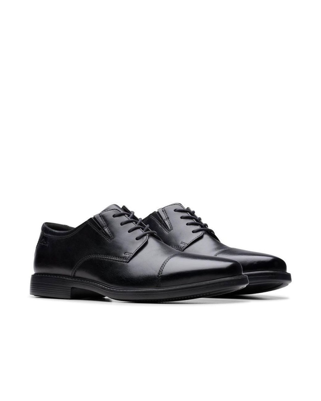 Clarks Black Cosgrove Cap Leather Derby Shoes, Lace Up for men