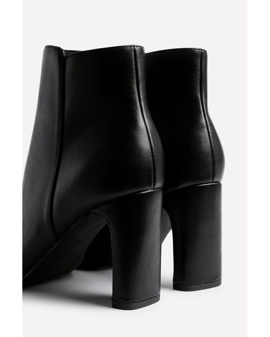 Linzi Black Glance Faux Leather Block Heel Ankle Boot