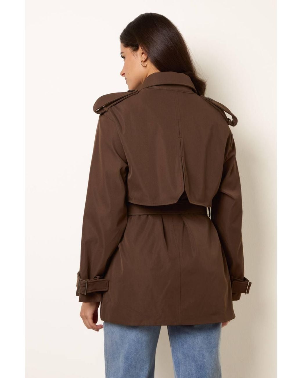 Blue Vanilla Brown Short Trench Coat